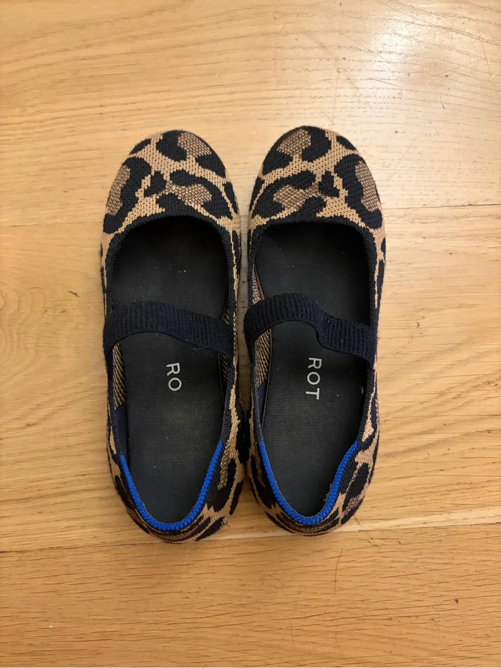 Rothy's Kids Leopard Mary Jane Flats in Brown and Black